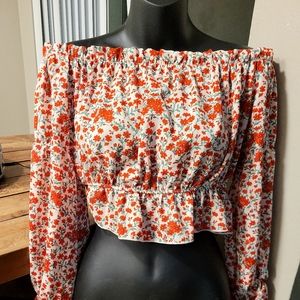 Off the shoulder flowered crop top